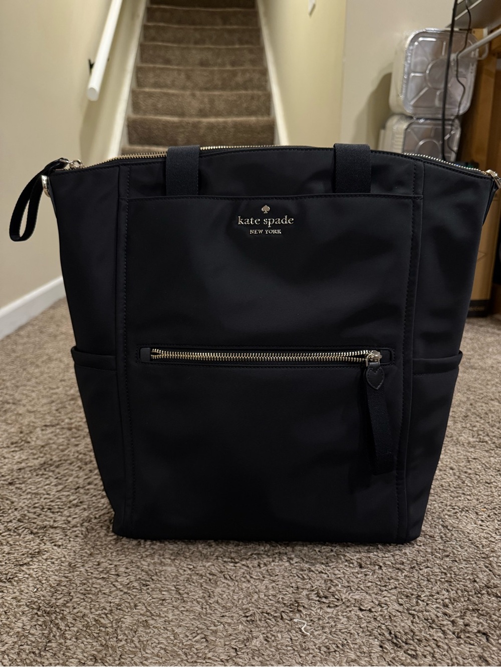 Kate Spade Black Nylon Tote Backpack Bag